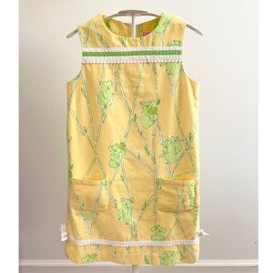 Lilly Pulitzer Yellow Koala Shift Dress Size 12 Pink Label Bamboo